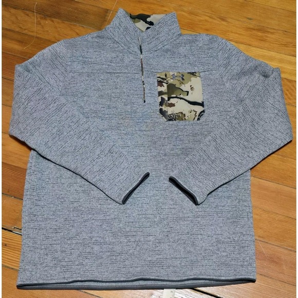 Under Armour Men's XXL Henley Long Sleeve 1/4 Snap Camo Gray Sweatshirt W/Pocket - Picture 1 of 8